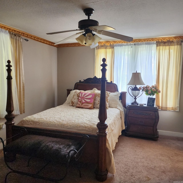 1401 S Schiller, Little Rock, AR 72202 - bedroom with carpet flooring, ceiling fan, baseboards, and a textured ceiling