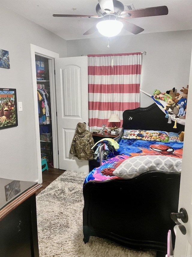 88 Cobblestone Rd, Plumerville, AR 72127 - bedroom with wood finished floors and a ceiling fan