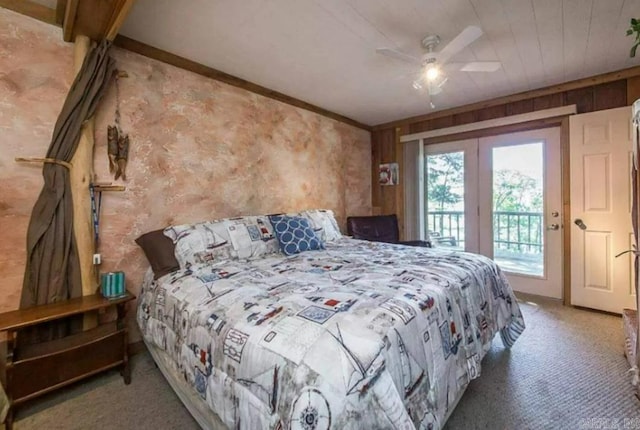 24 Roberts Rd, Edgemont, AR 72044 - carpeted bedroom featuring access to exterior and a ceiling fan