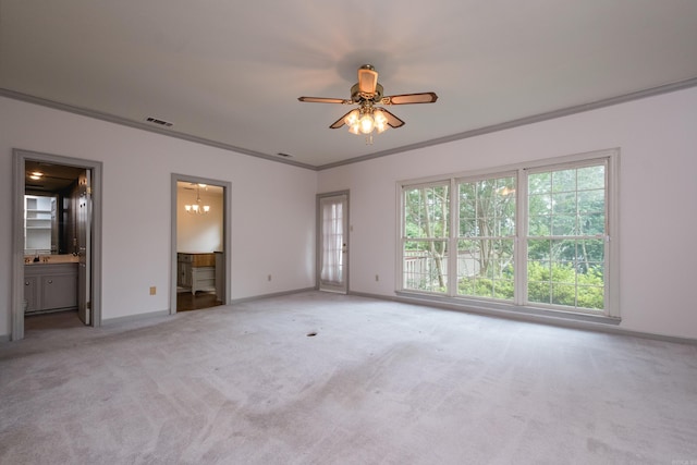 11 Bradbury Dr, Little Rock, AR 72212 - unfurnished room featuring a ceiling fan, crown molding, light colored carpet, and baseboards