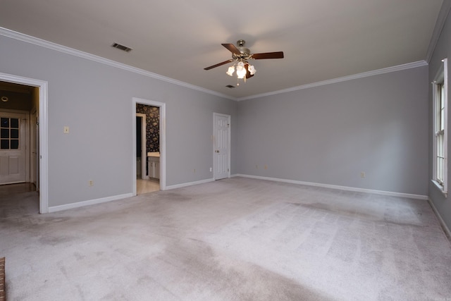 11 Bradbury Dr, Little Rock, AR 72212 - unfurnished room with crown molding, a ceiling fan, light colored carpet, and baseboards