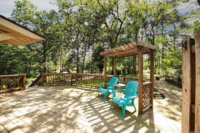 17 Point S Ct, Little Rock, AR 72211 - wooden terrace featuring a pergola and view of scattered trees