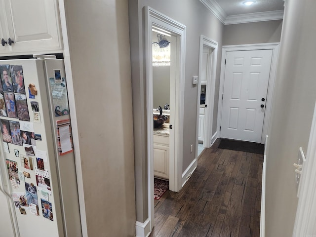 3165 Majestic Cir, Conway, AR 72034 - corridor featuring ornamental molding and dark wood-style flooring