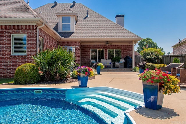 106 Hidden Falls Ln, Maumelle, AR 72113 - view of swimming pool with a patio, ceiling fan, and an outdoor living space