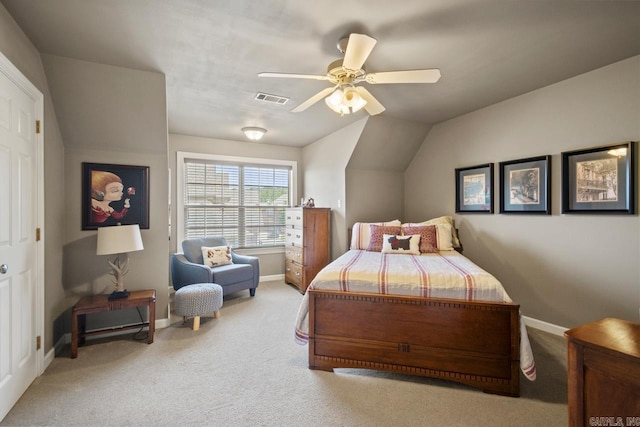 106 Hidden Falls Ln, Maumelle, AR 72113 - carpeted bedroom featuring a ceiling fan and lofted ceiling