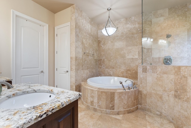 5526 Palisades Cv, Benton, AR 72019 - full bathroom with a bath, vanity, and walk in shower
