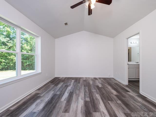 1121 Stewart St, Benton, AR 72015 - bonus room featuring ceiling fan, vaulted ceiling, and dark wood finished floors