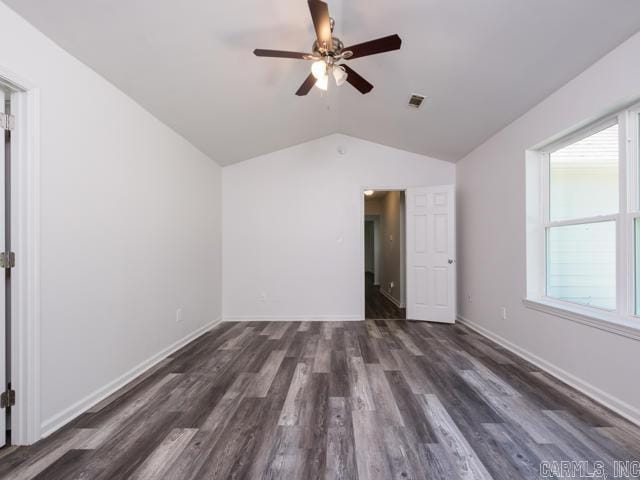 1121 Stewart St, Benton, AR 72015 - bonus room featuring a ceiling fan, dark wood-style floors, and lofted ceiling