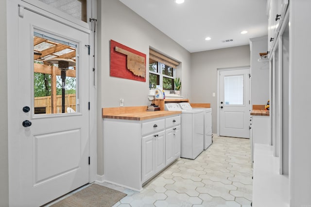 308 Bellaire, Hot Springs, AR 71901 - laundry area with washing machine and dryer, recessed lighting, and cabinet space