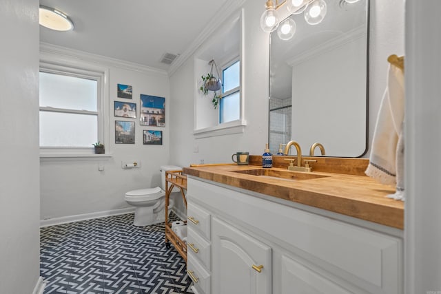 308 Bellaire, Hot Springs, AR 71901 - full bathroom featuring crown molding, vanity, and a shower