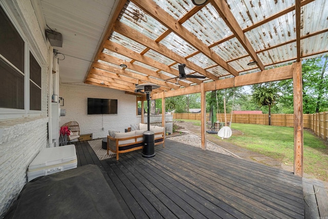 308 Bellaire, Hot Springs, AR 71901 - deck with an outdoor living space, a fenced backyard, and a pergola