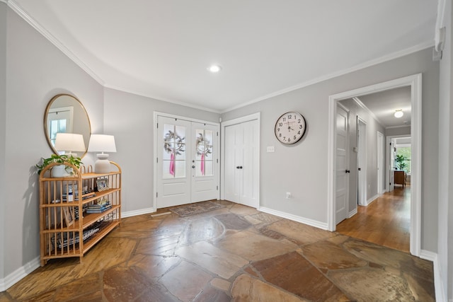 308 Bellaire, Hot Springs, AR 71901 - entrance foyer with crown molding, stone tile flooring, and recessed lighting