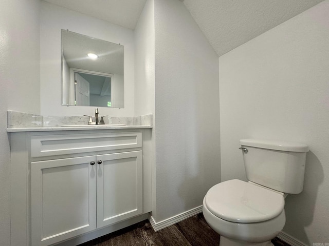 118 Lancaster, Mountain View, AR 72560 - bathroom with wood finished floors, vanity, and vaulted ceiling