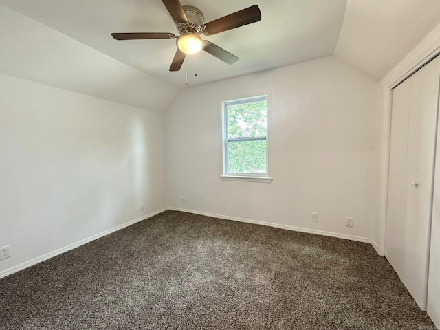 118 Lancaster, Mountain View, AR 72560 - bonus room with vaulted ceiling, dark colored carpet, and ceiling fan