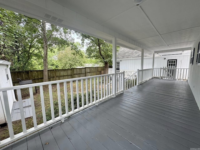 118 Lancaster, Mountain View, AR 72560 - wooden terrace with a fenced backyard
