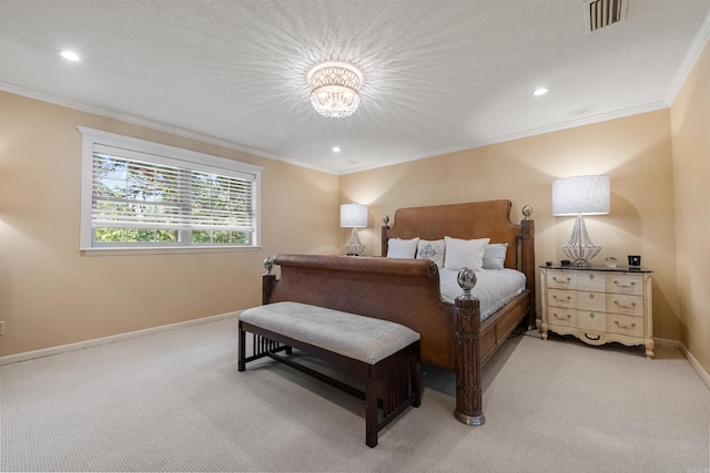 2904 Justin Matthews, North Little Rock, AR 72116 - bedroom with crown molding, light carpet, a chandelier, and recessed lighting