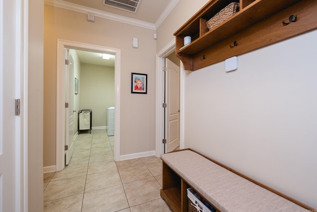 112 Holland Ln, Little Rock, AR 72223 - mudroom featuring ornamental molding and light tile patterned floors