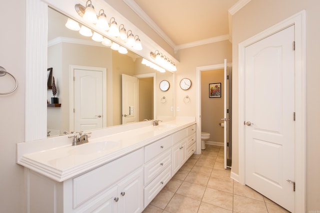 112 Holland Ln, Little Rock, AR 72223 - bathroom with double vanity, crown molding, and tile patterned floors