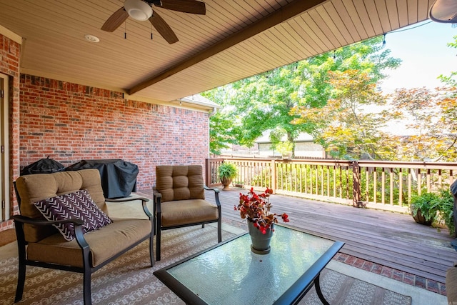 112 Holland Ln, Little Rock, AR 72223 - wooden deck featuring a ceiling fan