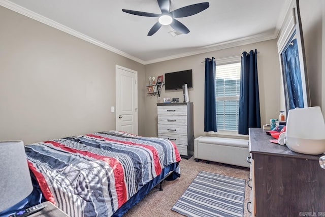 3612 Lexee Dr, Jonesboro, AR 72404 - carpeted bedroom featuring ornamental molding and ceiling fan