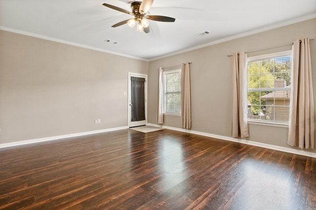 1228 Ridgecrest Dr, Benton, AR 72015 - empty room featuring wood finished floors, crown molding, and ceiling fan
