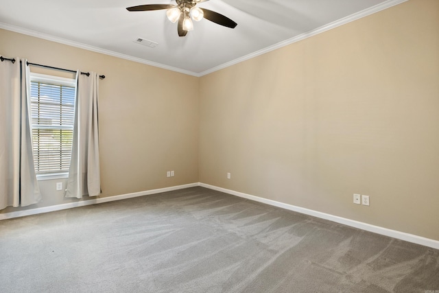 1228 Ridgecrest Dr, Benton, AR 72015 - unfurnished room featuring ceiling fan, ornamental molding, and dark carpet