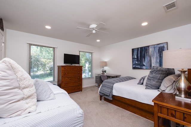 7 Shawbridge Ln, Little Rock, AR 72212 - bedroom featuring light colored carpet, ceiling fan, and recessed lighting