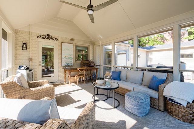 7 Shawbridge Ln, Little Rock, AR 72212 - sunroom with plenty of natural light, lofted ceiling, and a ceiling fan