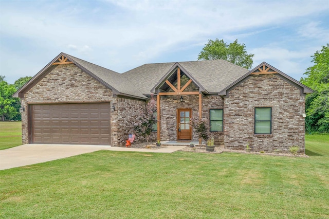 26 Edward Way, Greenbrier, AR 72058 - craftsman inspired home with brick siding, a front yard, a garage, and a shingled roof