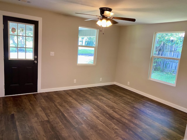 103 S 7th, Coal Hill, AR 72832 - foyer entrance with dark wood-style floors and ceiling fan
