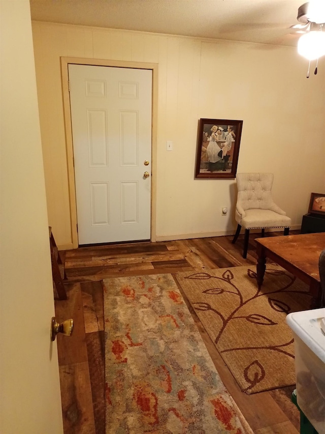 203 Diamond Ln, Horseshoe Bend, AR 72512 - foyer entrance featuring wood finished floors and a ceiling fan