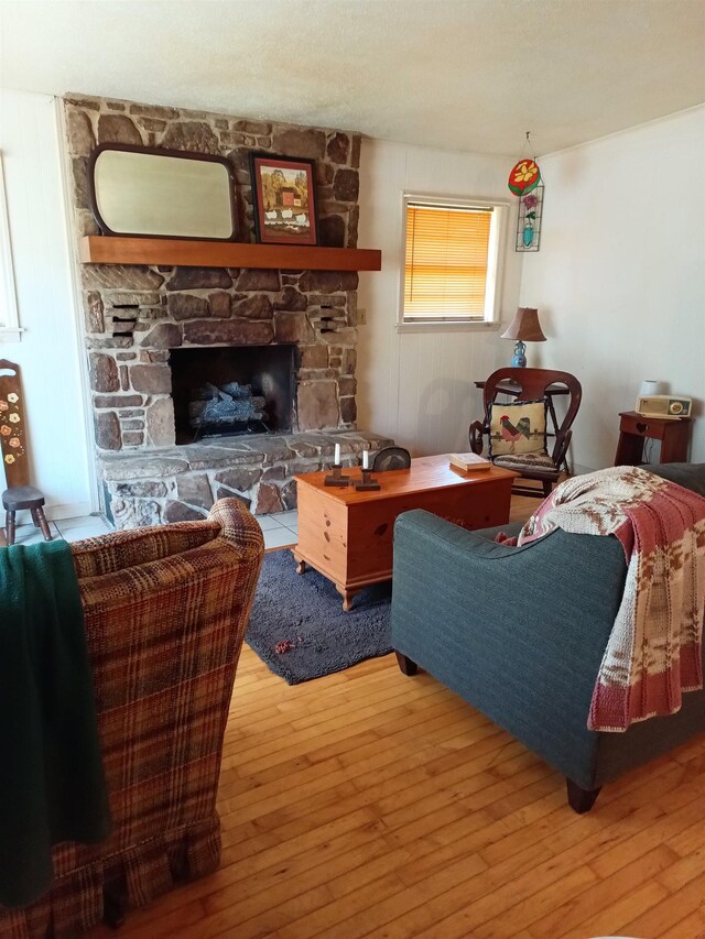 203 Diamond Ln, Horseshoe Bend, AR 72512 - living room featuring hardwood / wood-style flooring and a fireplace