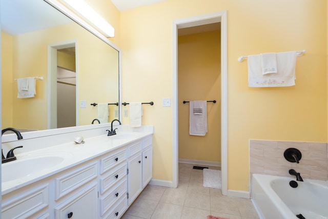 10 Cedar Branch Dr, Little Rock, AR 72223 - full bath with double vanity, a garden tub, and tile patterned flooring