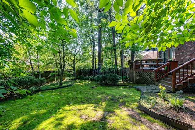 10 Cedar Branch Dr, Little Rock, AR 72223 - fenced backyard featuring a deck and stairway