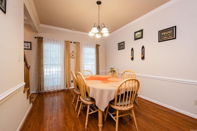 10 Cedar Branch Dr, Little Rock, AR 72223 - dining space with wood finished floors, crown molding, and a chandelier