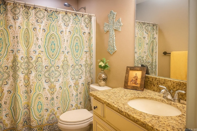 bathroom with vanity and curtained shower