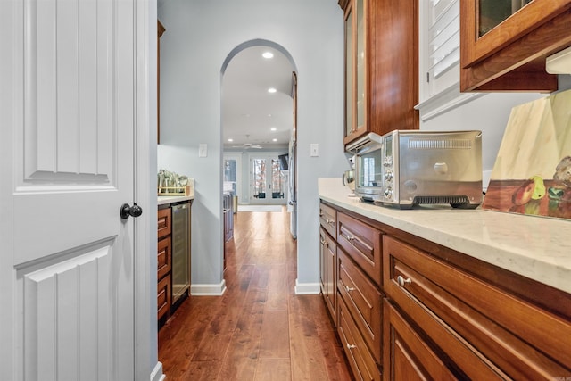 203 Miramar Blvd, Little Rock, AR 72223 - hall with dark wood-style flooring, recessed lighting, and arched walkways