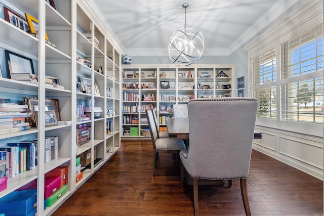 203 Miramar Blvd, Little Rock, AR 72223 - office with a chandelier, crown molding, and wood finished floors