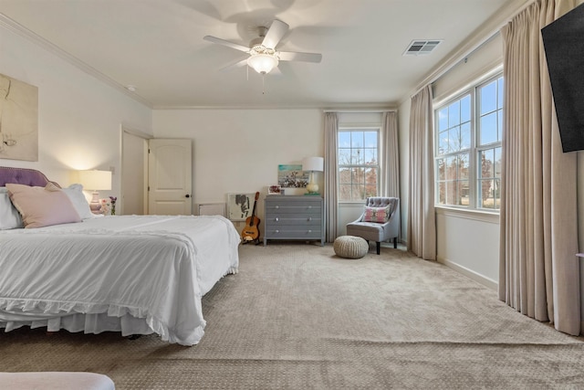 203 Miramar Blvd, Little Rock, AR 72223 - bedroom with carpet flooring, crown molding, and a ceiling fan