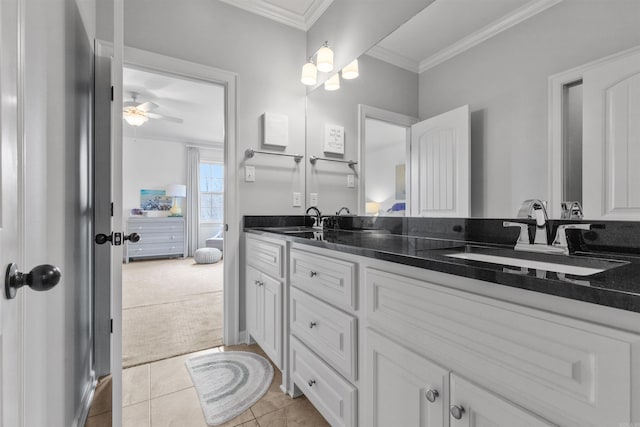 203 Miramar Blvd, Little Rock, AR 72223 - full bath with double vanity, ornamental molding, tile patterned flooring, and ensuite bath