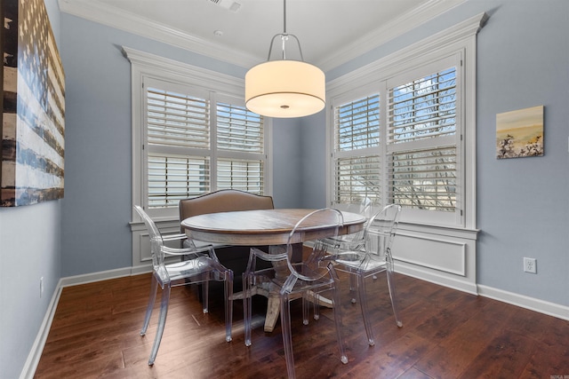 203 Miramar Blvd, Little Rock, AR 72223 - dining area featuring healthy amount of natural light, ornamental molding, and wood finished floors