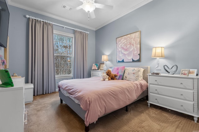 203 Miramar Blvd, Little Rock, AR 72223 - carpeted bedroom with ornamental molding and ceiling fan