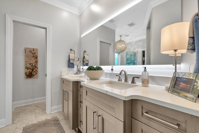 4260 Weldon Cv, Jonesboro, AR 72404 - full bathroom featuring marble finish floors, vanity, and ornamental molding