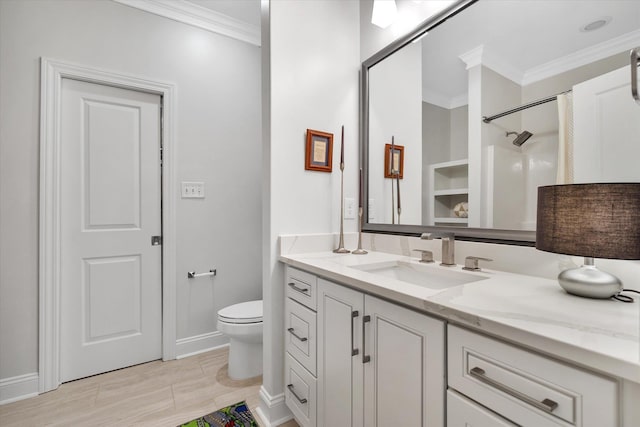 4260 Weldon Cv, Jonesboro, AR 72404 - bathroom featuring ornamental molding, vanity, and a shower