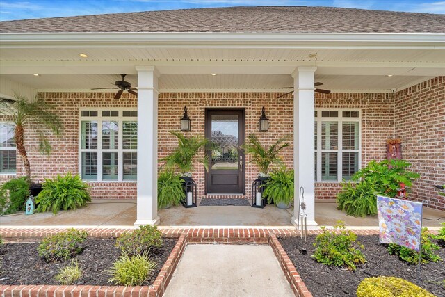 4260 Weldon Cv, Jonesboro, AR 72404 - property entrance featuring brick siding and a ceiling fan