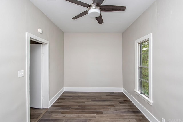 2708 Rock St, Little Rock, AR 72206 - spare room with ceiling fan, dark wood-style flooring, and a smoke detector