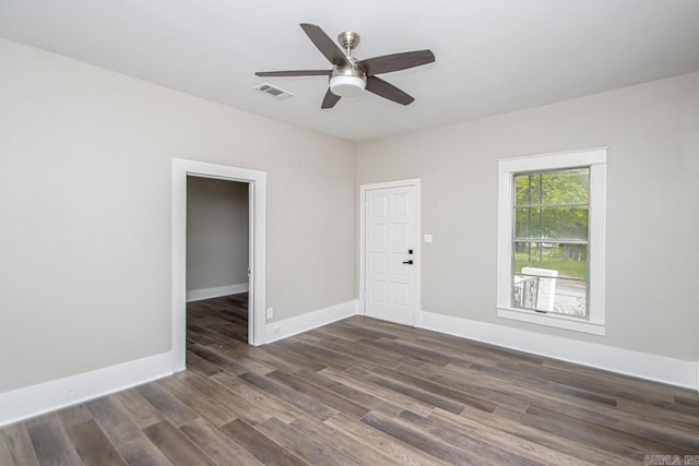 2708 Rock St, Little Rock, AR 72206 - unfurnished room with a ceiling fan and dark wood-style flooring
