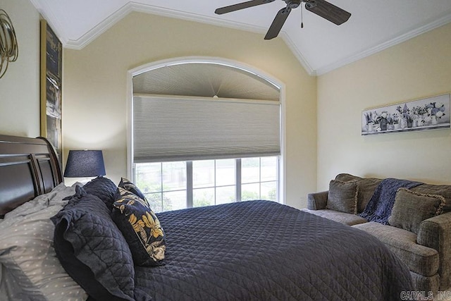 29 Taylor Park Loop, Little Rock, AR 72211 - bedroom featuring lofted ceiling, crown molding, and ceiling fan