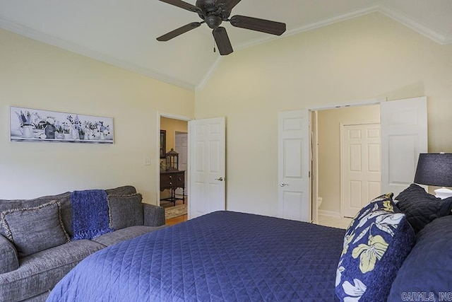 29 Taylor Park Loop, Little Rock, AR 72211 - bedroom with crown molding, a ceiling fan, and high vaulted ceiling