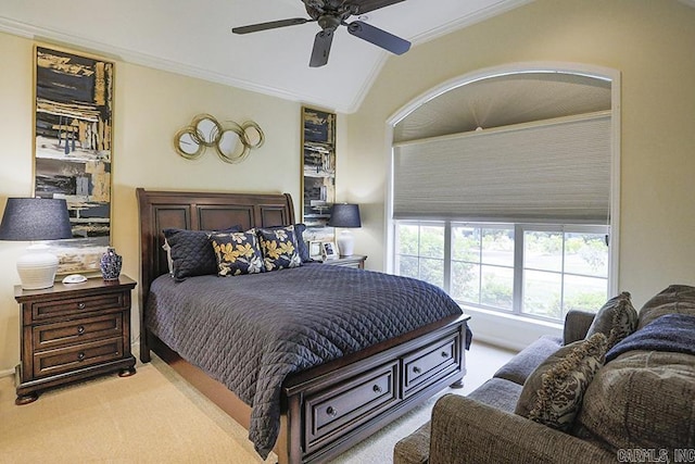 29 Taylor Park Loop, Little Rock, AR 72211 - bedroom with ornamental molding, carpet floors, lofted ceiling, and a ceiling fan